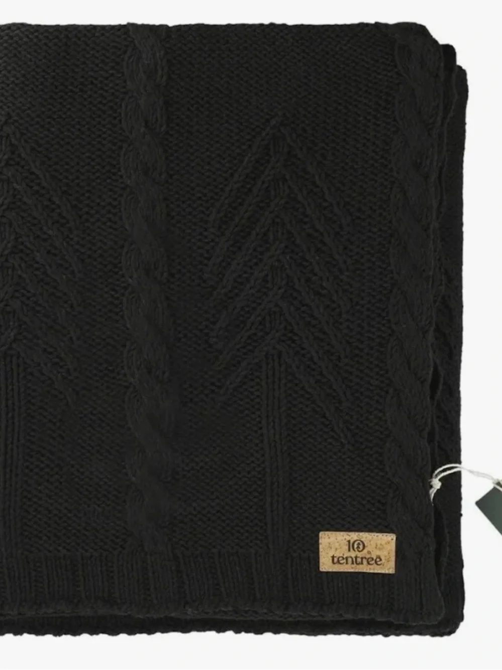 tentree black cable knit blanket